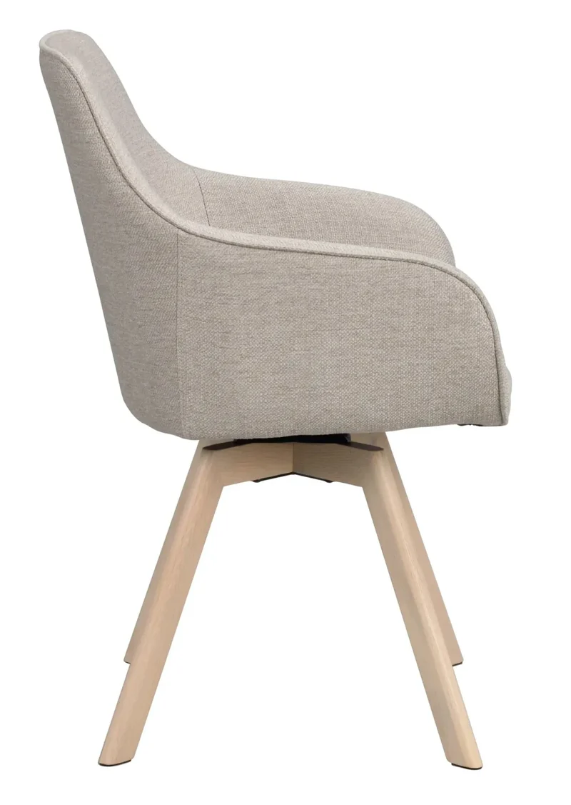 Polsterstuhl Lida mit Armlehne beige-grau | Eiche hell