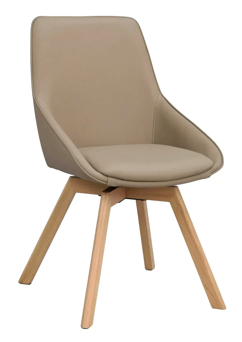 Polsterstuhl Lida, Leder beige | Eiche geölt