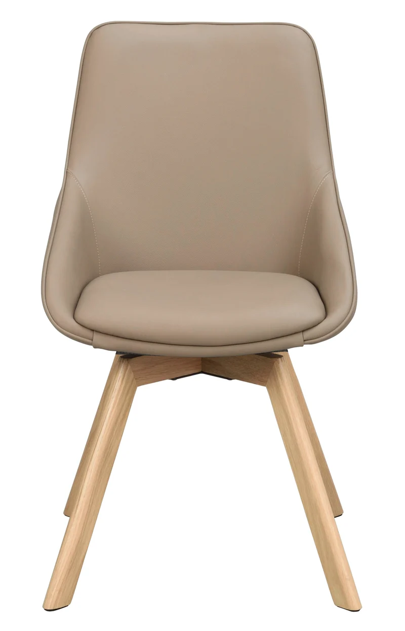 Polsterstuhl Lida, Leder beige | Eiche geölt
