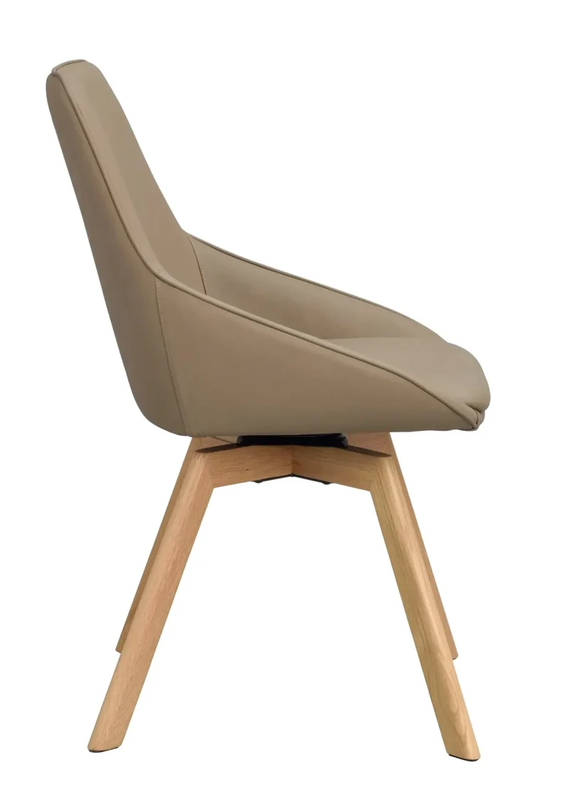 Polsterstuhl Lida, Leder beige | Eiche geölt