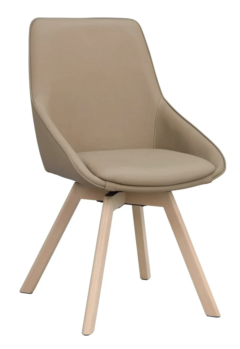 Polsterstuhl Lida, Leder beige | Eiche hell