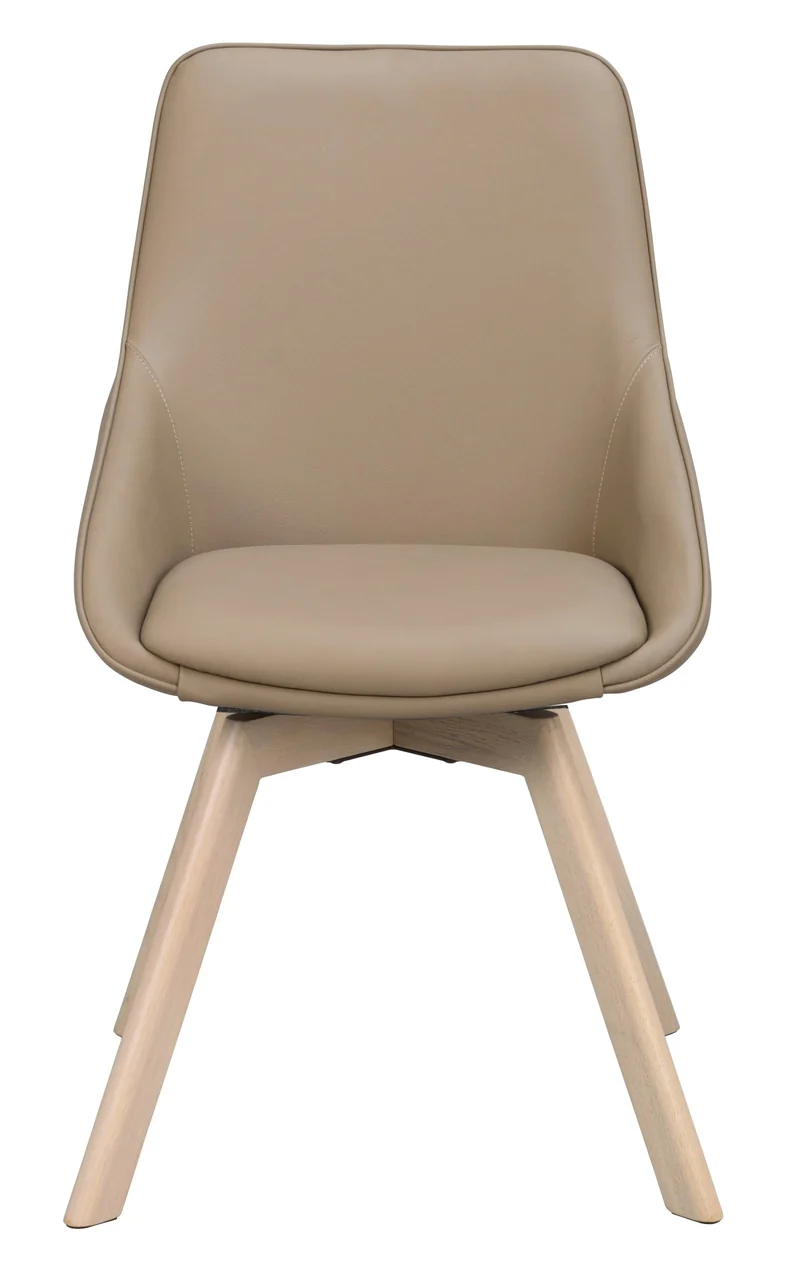 Polsterstuhl Lida, Leder beige | Eiche hell