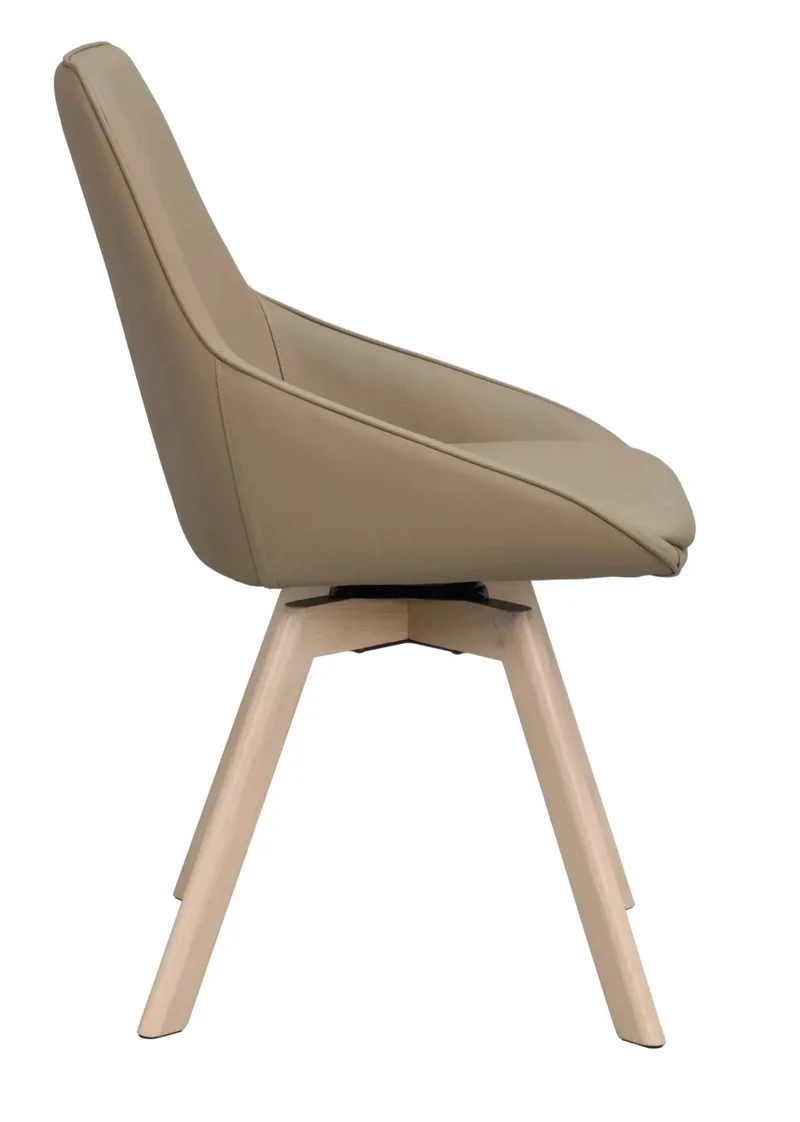 Polsterstuhl Lida, Leder beige | Eiche hell