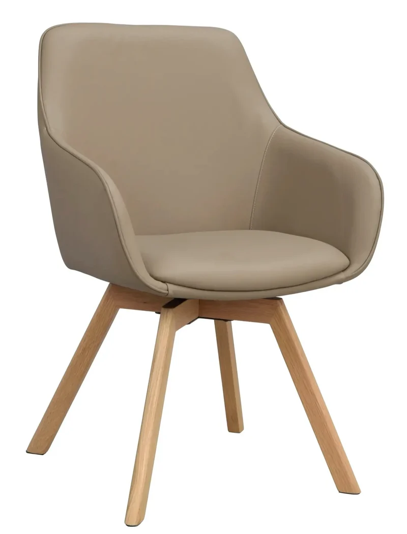 Polsterstuhl Lida mit Armlehne, Leder beige