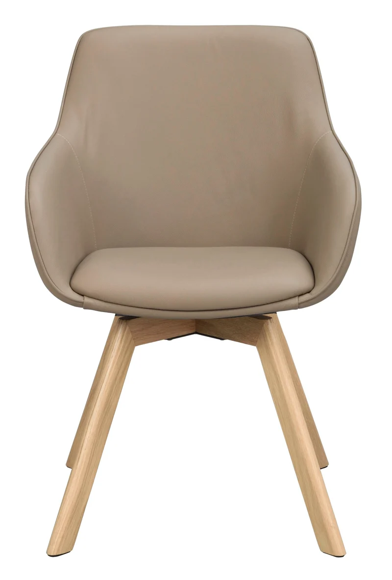 Polsterstuhl Lida mit Armlehne, Leder beige