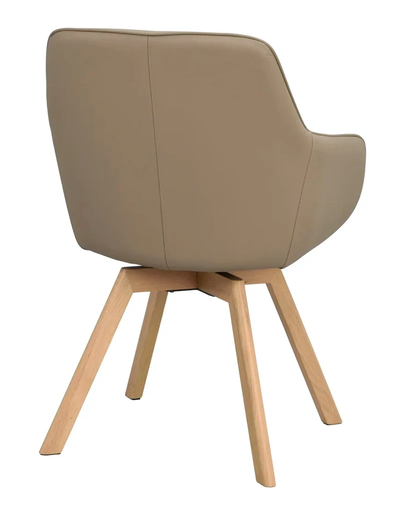 Polsterstuhl Lida mit Armlehne, Leder beige