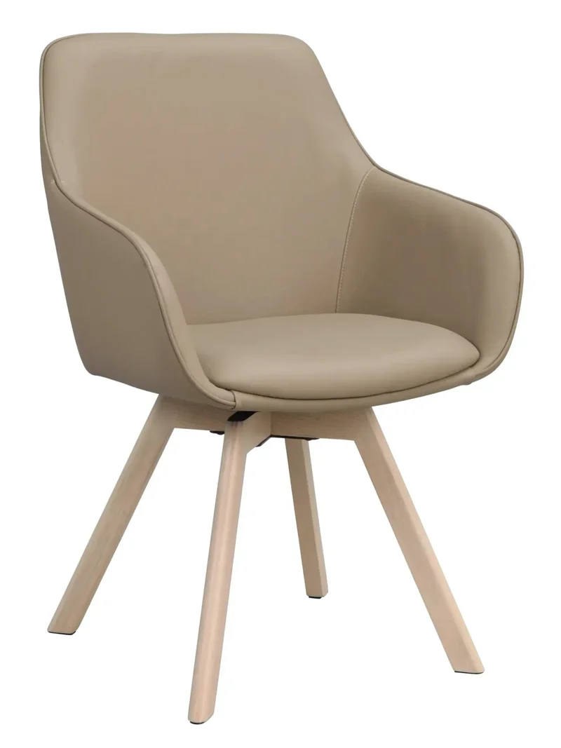 Polsterstuhl Lida mit Armlehne, Leder beige