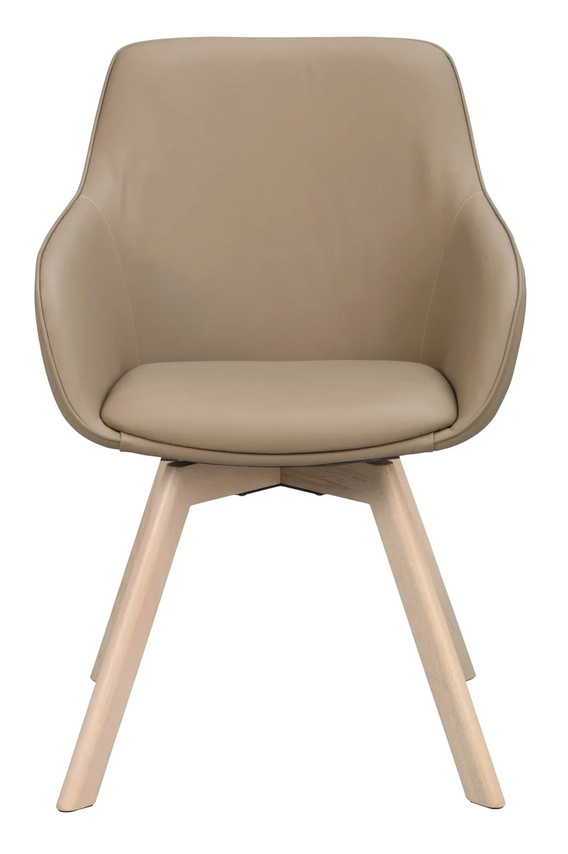 Polsterstuhl Lida mit Armlehne, Leder beige