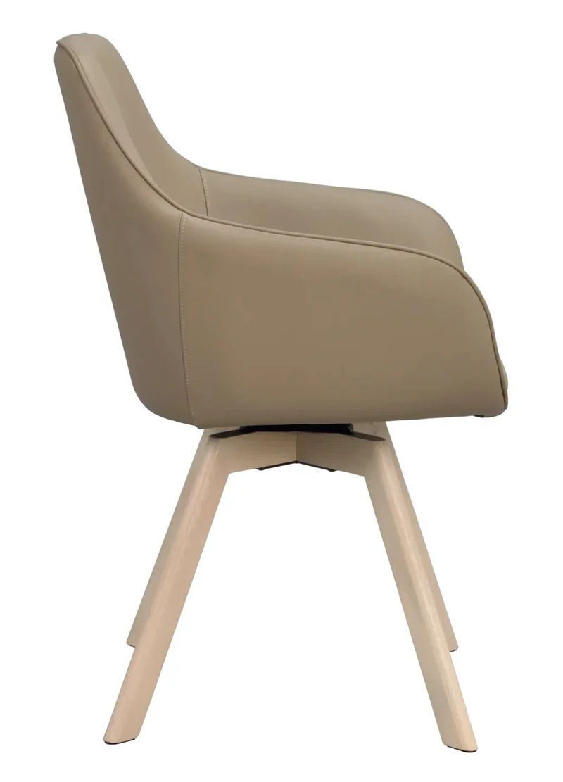 Polsterstuhl Lida mit Armlehne, Leder beige