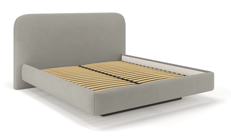 Gepolstertes Bett 160x200 cm Nellado mit Stauraum, grauer Chenille-Stoff