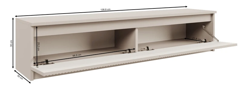 Zweiturige RTV-Kommode Sandia mit geriffelter Front, 139 cm, Kaschmir