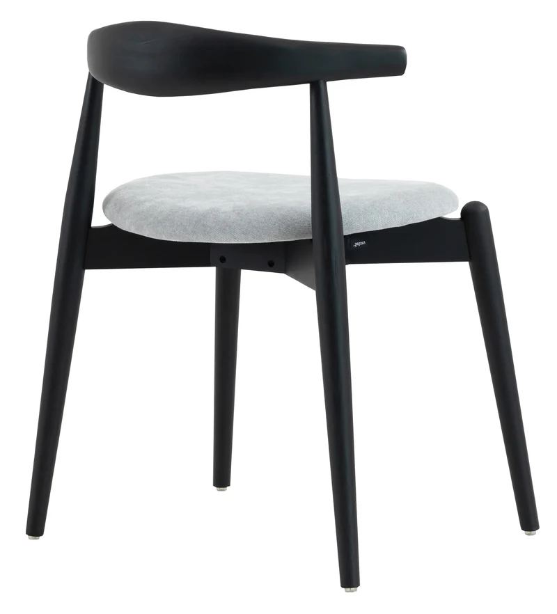 Holzstuhl für das Esszimmer Dinesse mit pflegeleichtem Stoff in grauem Chenille/Schwarz
