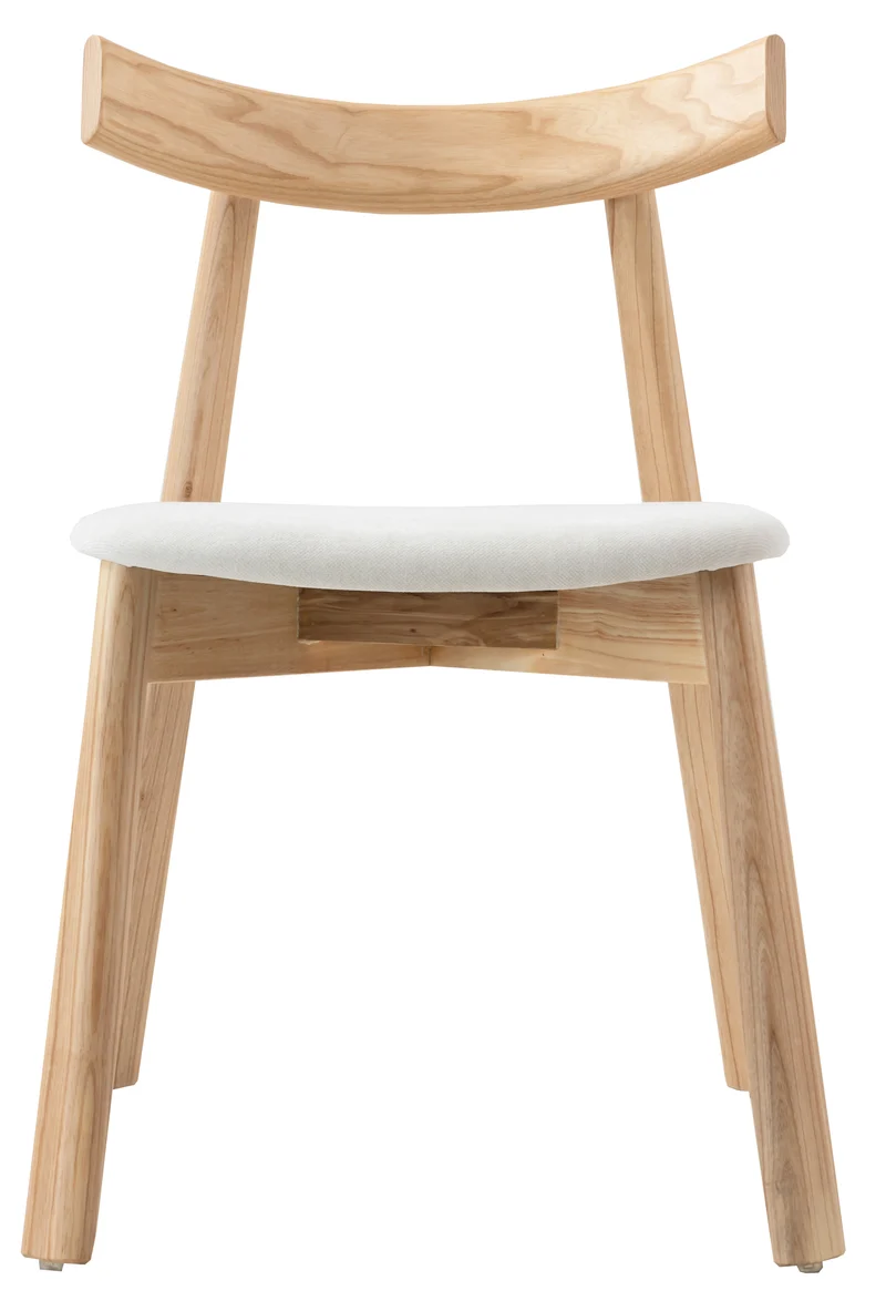 Holzstuhl für das Esszimmer Delify mit leicht zu reinigendem Stoff in cremefarbenem Chenille/natürliche Eiche