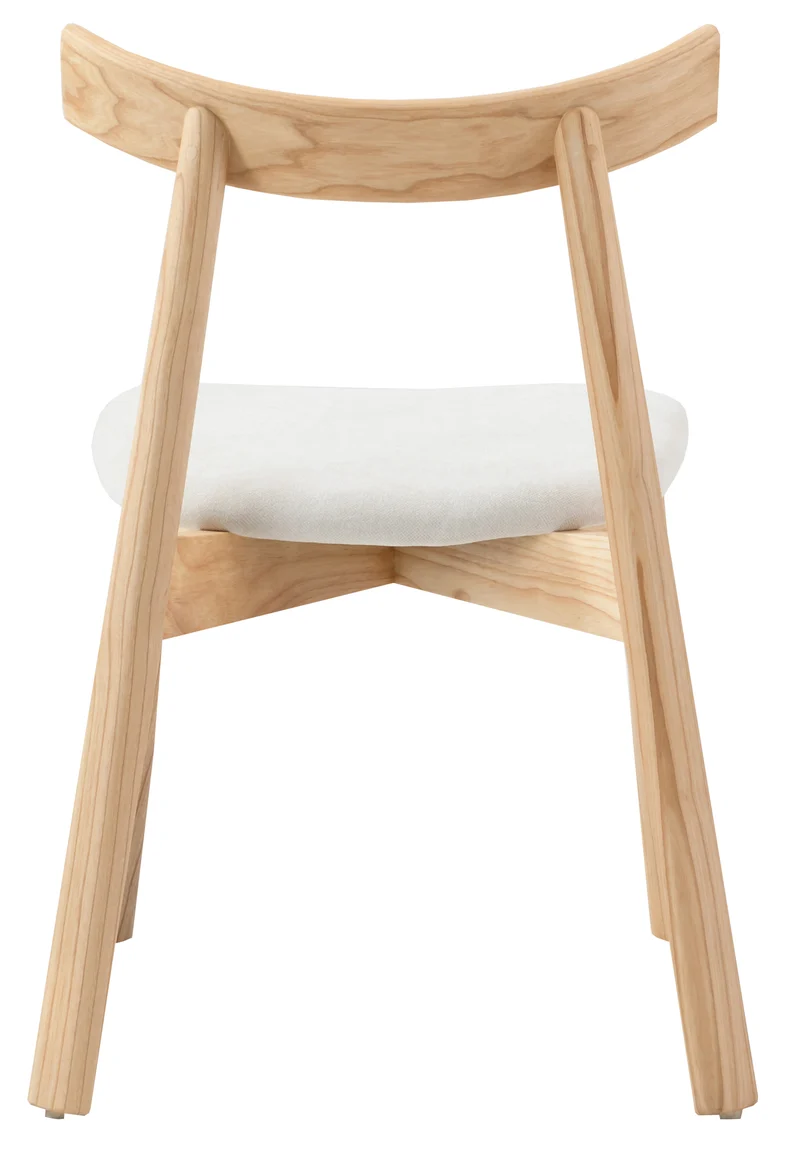 Holzstuhl für das Esszimmer Delify mit leicht zu reinigendem Stoff in cremefarbenem Chenille/natürliche Eiche