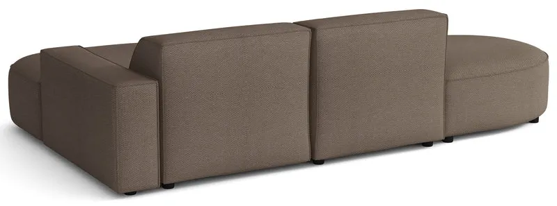Modulares Ecksofa Sallmo L-förmig klein, rechtsseitig, hellbrauner hydrophober Chenille-Stoff
