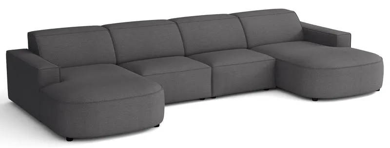 Modulares Ecksofa Sallmo U-förmig universell dunkelgrauer hydrophober Chenillestoff