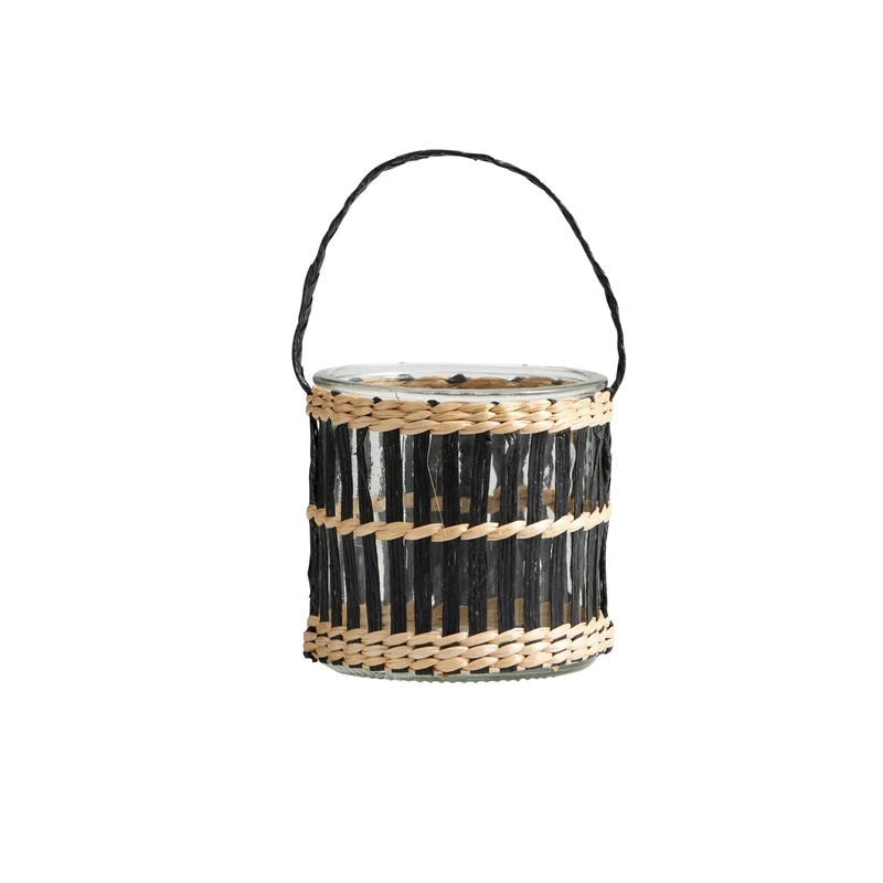 Rattan Laterne H10cm, schwarz