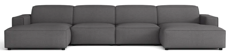 Modulares Ecksofa Sellmo U-förmig universell dunkelgrauer hydrophober Chenillestoff