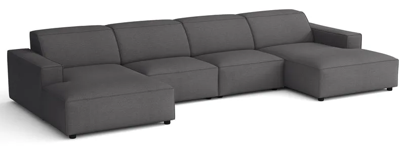 Modulares Ecksofa Sellmo U-förmig universell dunkelgrauer hydrophober Chenillestoff