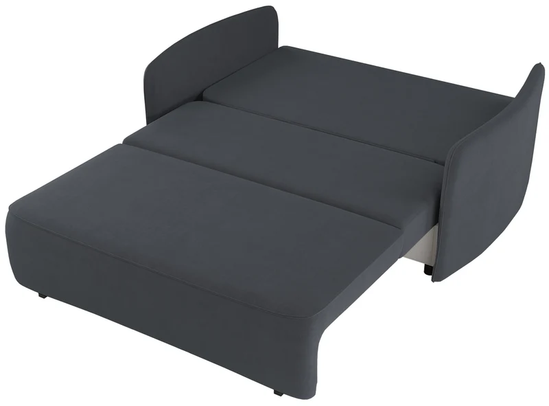 Zweisitziges Schlafsofa Paxi 165 cm mit Stauraum, dunkelgrauer Chenillebezug