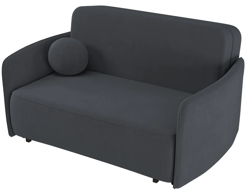 Zweisitziges Schlafsofa Paxi 165 cm mit Stauraum, dunkelgrauer Chenillebezug