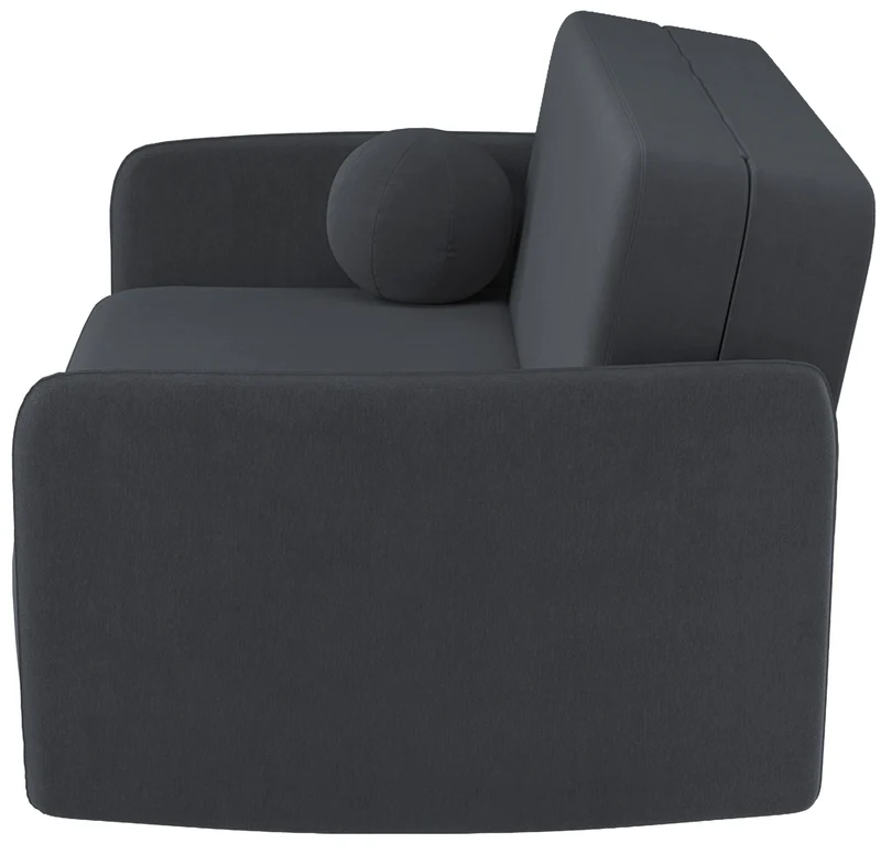Zweisitziges Schlafsofa Paxi 165 cm mit Stauraum, dunkelgrauer Chenillebezug