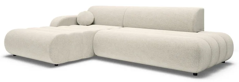 Ecksofa mit Schlafunktion Arione, L-förmig, linksseitig, mit Stauraum, cremefarbener Chenillebezug