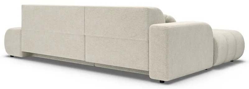 Ecksofa mit Schlafunktion Arione, L-förmig, linksseitig, mit Stauraum, cremefarbener Chenillebezug