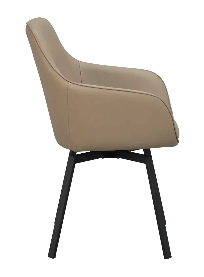 Polsterstuhl Lida mit Armlehne, Leder beige