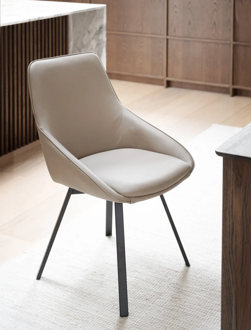 Polsterstuhl Lida, Leder beige
