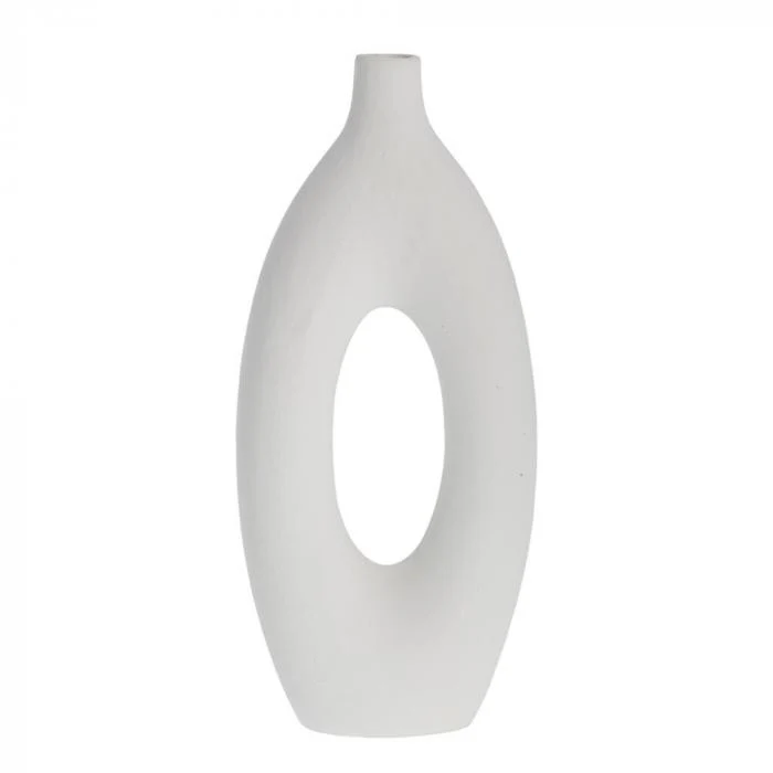 Steingut Vase Oia, weiß