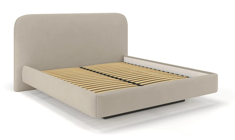 Polsterbett 140x200 cm Nellado mit Stauraum, beige Chenille