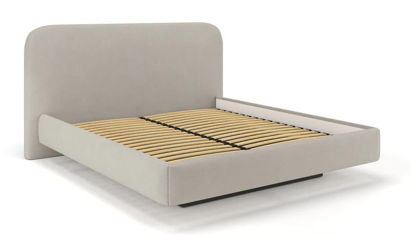 Polsterbett 180x200 cm Nellado mit Stauraum, grau-beige Chenille