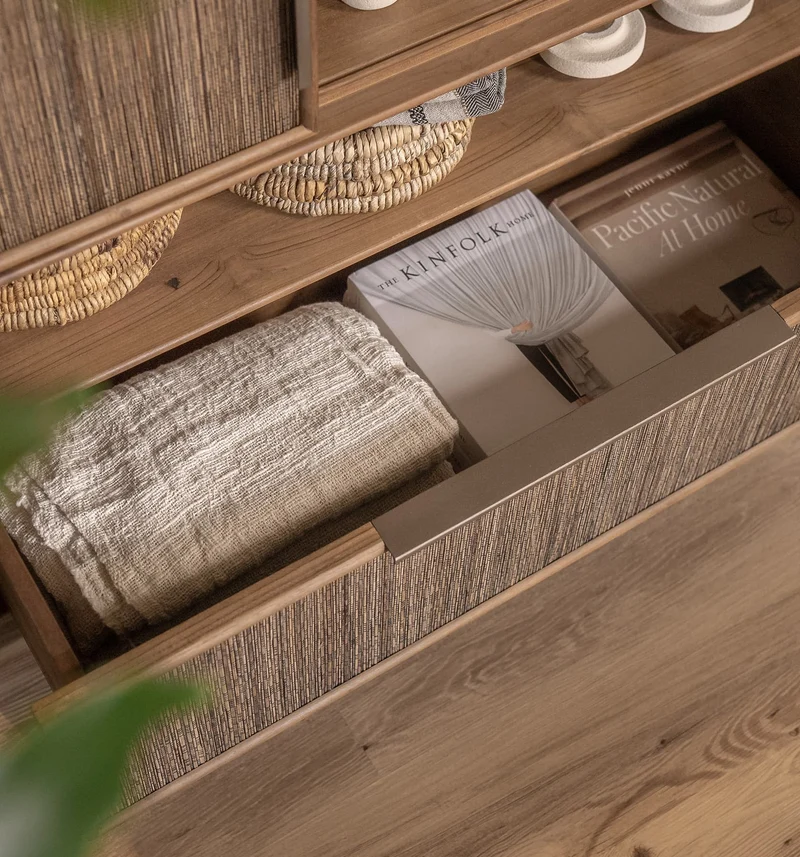 Regal Teak | 3 Türen, 1 Schublade