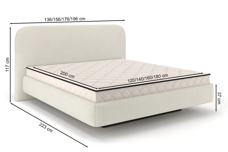 Polsterbett 140x200 cm Nellado mit Stauraum, Denim Chenille