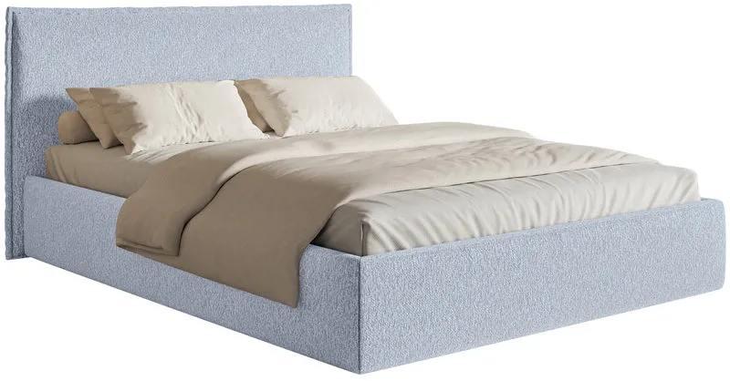 Polsterbett 160x200 cm Softie Slim hellblauer Chenillestoff