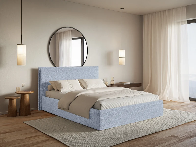 Polsterbett 160x200 cm Softie Slim hellblauer Chenillestoff