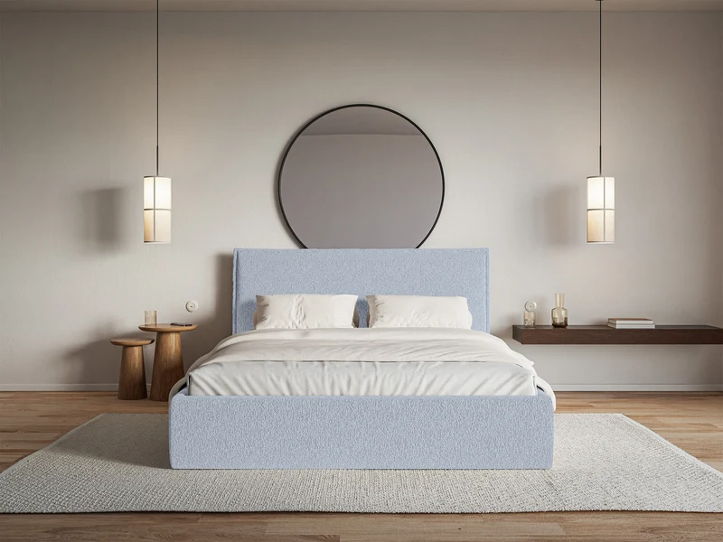 Polsterbett 160x200 cm Softie Slim hellblauer Chenillestoff