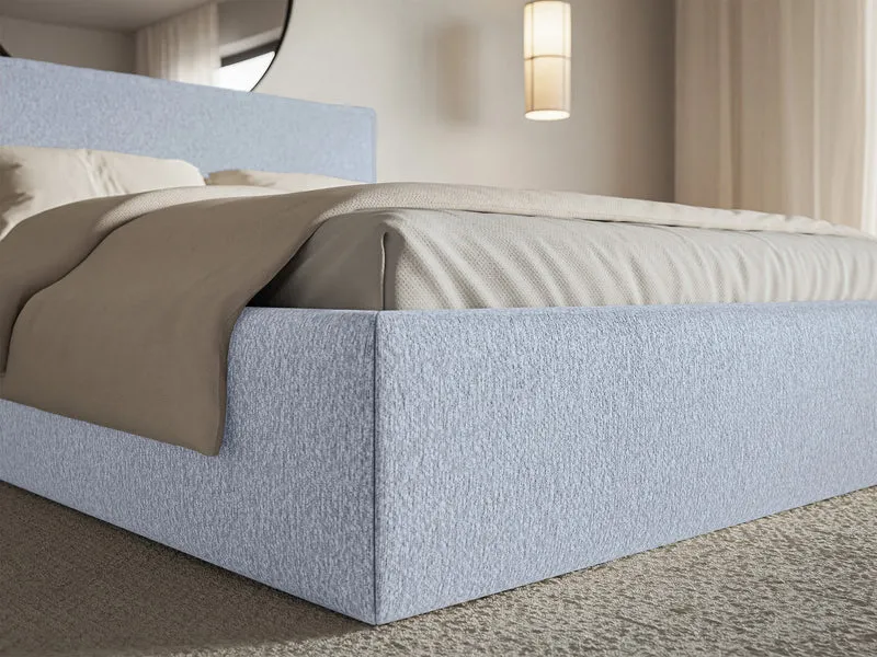 Polsterbett 160x200 cm Softie Slim hellblauer Chenillestoff