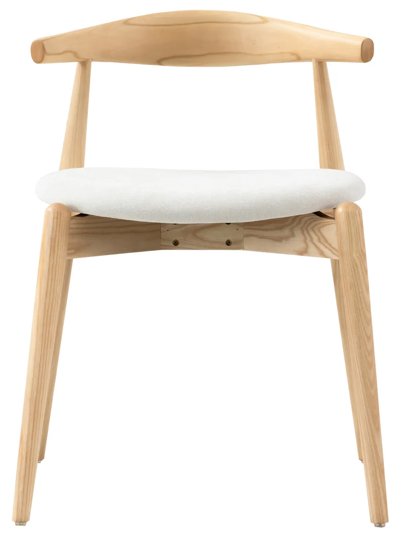 Holzstuhl für das Esszimmer Perally mit pflegeleichtem Stoff in cremefarbenem Chenille/Natur-Eiche