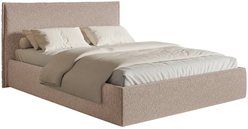 Polsterbett 140x200 cm Softie Slim dunkelbeige Chenille