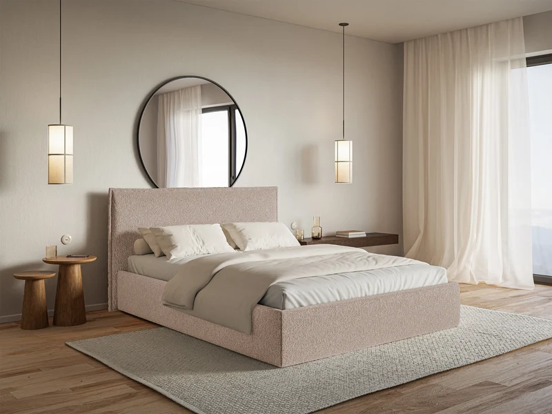 Polsterbett 140x200 cm Softie Slim dunkelbeige Chenille