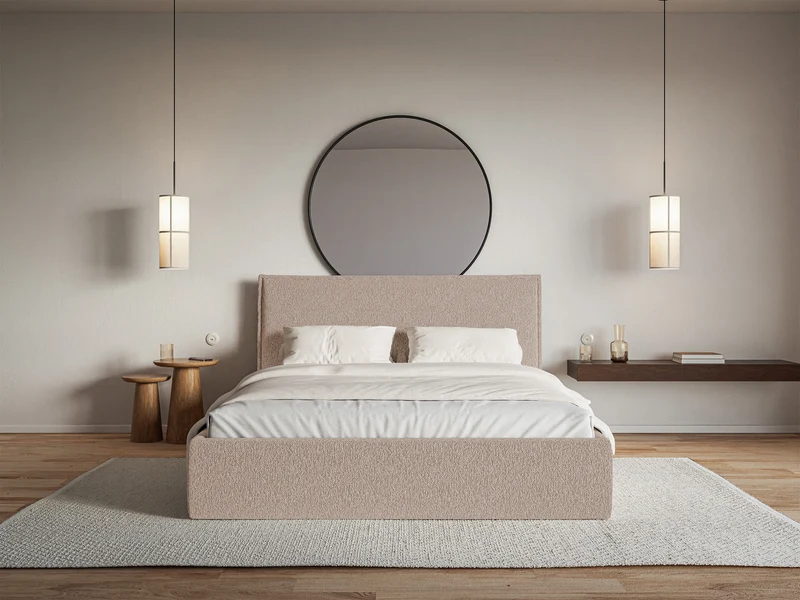 Polsterbett 140x200 cm Softie Slim dunkelbeige Chenille