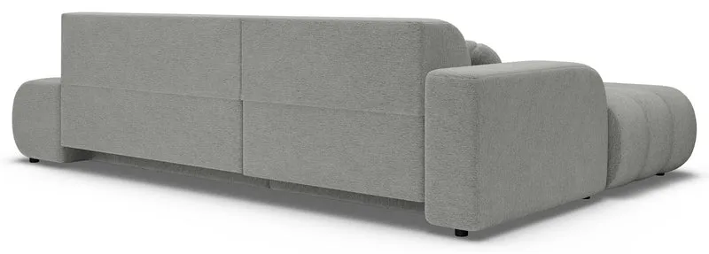 Ecksofa mit Schlaffunktion Arione, L-förmig, linksseitig, mit Stauraum, hellgrauer Chenille-Stoff