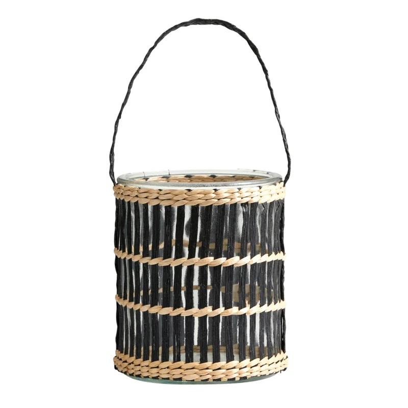 Rattan Laterne H15cm, schwarz