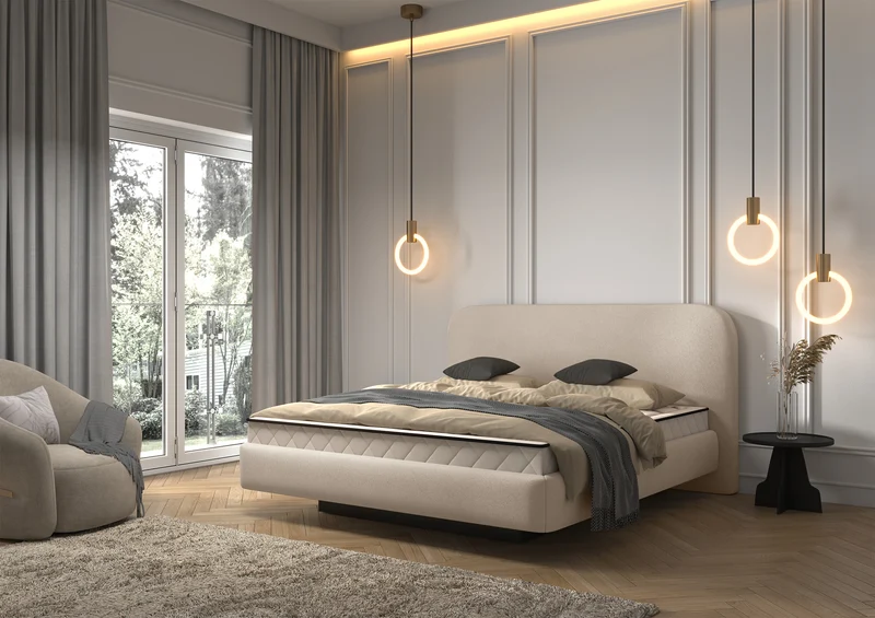 Polsterbett 160x200 cm Nellado mit Stauraum, beige Chenille