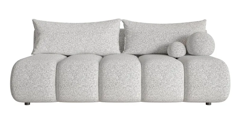 Dreisitziges Sofa Dandelino Mini mit Schlafunktion, hellgraues Geflecht