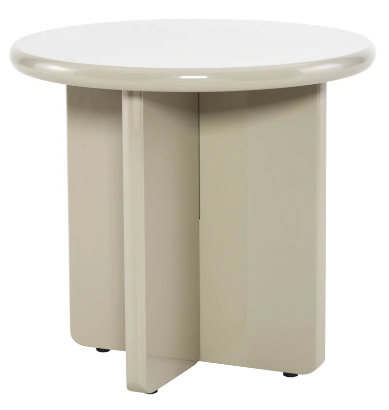 Couchtisch Compey Durchmesser 50 cm Beige Hochglanz