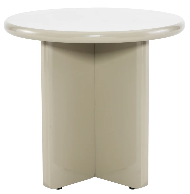 Couchtisch Compey Durchmesser 50 cm Beige Hochglanz
