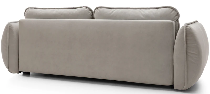 Drei-Sitzer-Schlafsofa Cutie mit Stauraum, beige, pflegeleichter Samtstoff